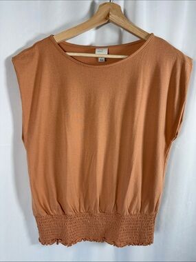 a new day Terra Cotta Smocked-Hem Short Sleeve Tee